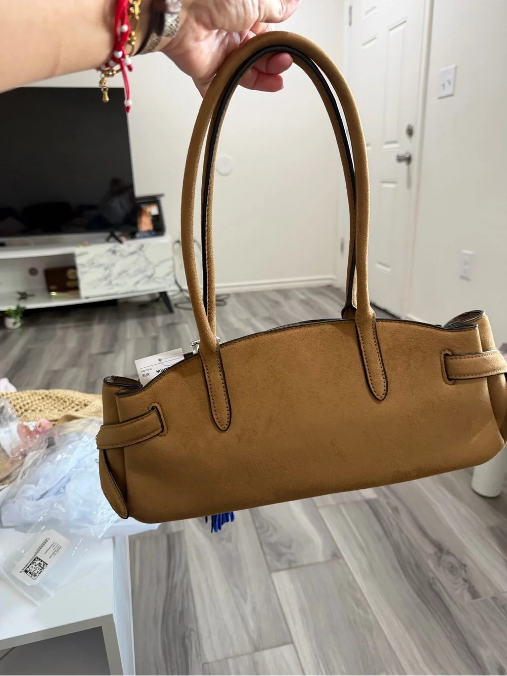 H&M Brown Shoulder Bag with Colorful Tassel Charm